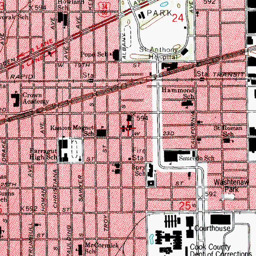 Topographic Map of Saint Casimir High School, IL