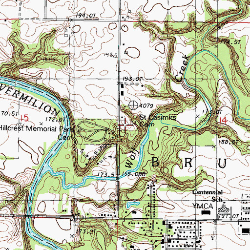 Topographic Map of Saint Casimir Cemetery, IL