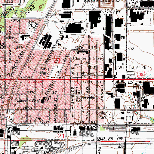 Topographic Map of Saint Casimirs School (historical), IL