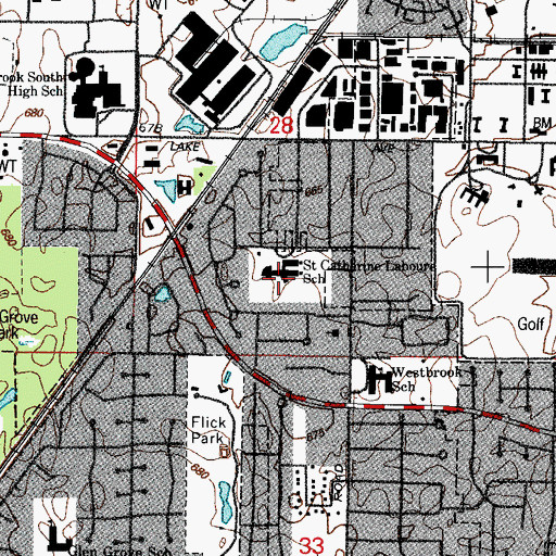 Topographic Map of Saint Catherine Laboure School, IL