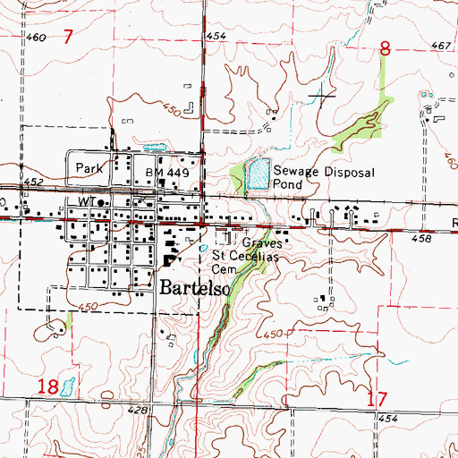 Topographic Map of Saint Cecelia Cemetery, IL