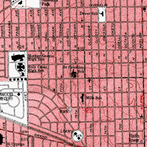 Topographic Map of Saint Celestine School, IL