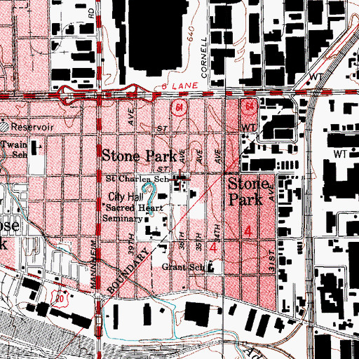 Topographic Map of Saint Charles School, IL