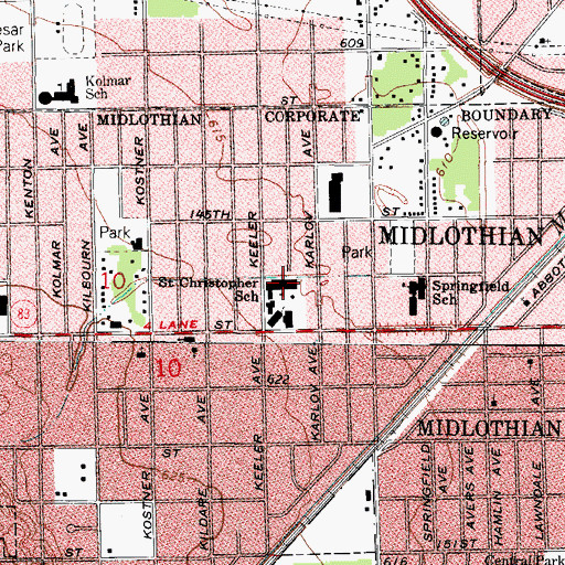 Topographic Map of Saint Christopher School, IL