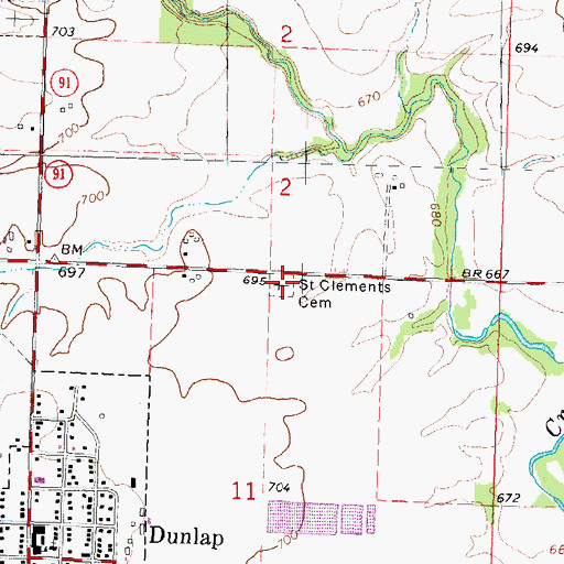 Topographic Map of Saint Clement's Cemetery, IL