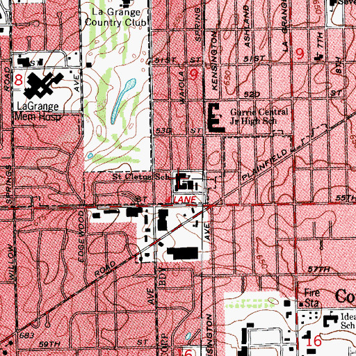 Topographic Map of Saint Cletus School, IL