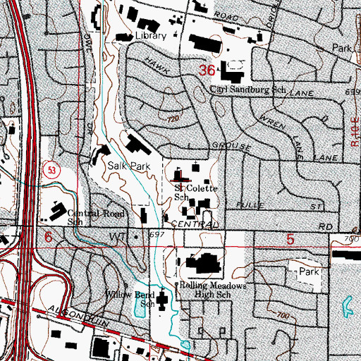 Topographic Map of Saint Colette School, IL
