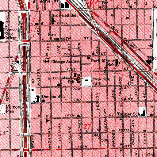 Topographic Map of Saint Columbanus School, IL