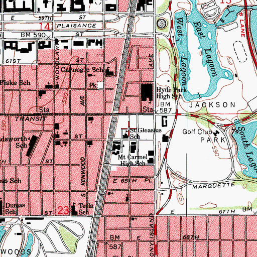 Topographic Map of Saint Cyril School, IL