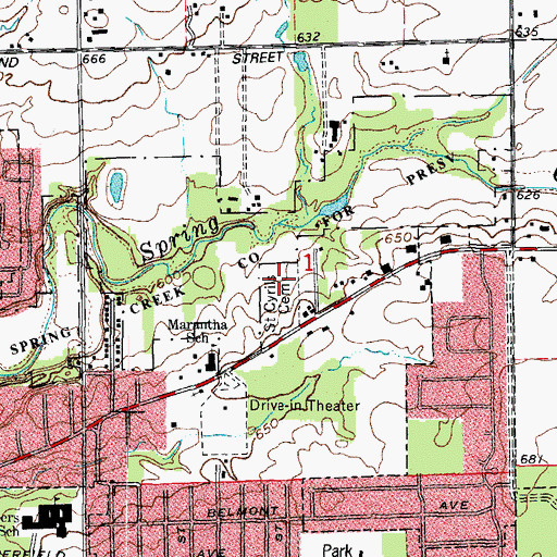 Topographic Map of S S Cyril and Methodius Cemetery, IL
