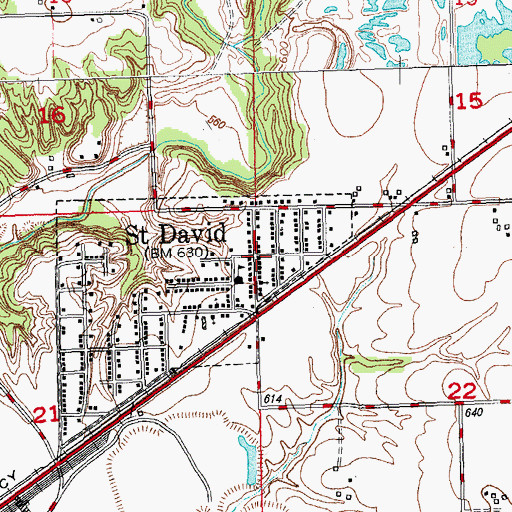 Topographic Map of Saint David, IL