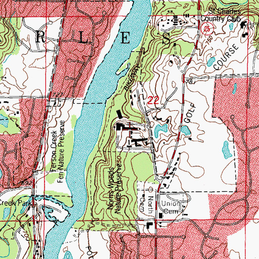 Topographic Map of Saint Dominic College, IL