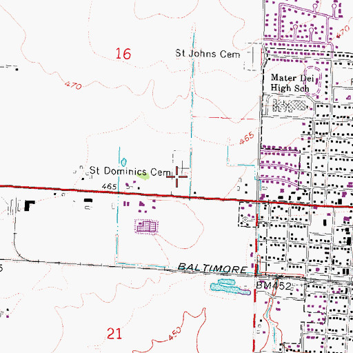Topographic Map of Saint Dominic - Saint Augustine Cemetery, IL