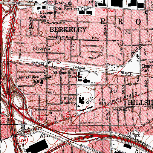 Topographic Map of Saint Domitilla School, IL
