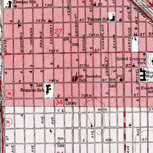 Topographic Map of Saint Dorothy School, IL