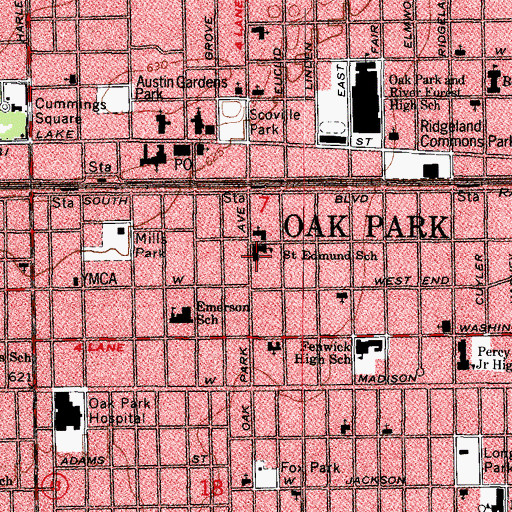 Topographic Map of Saint Edmund School, IL