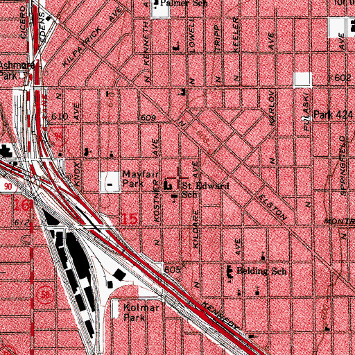 Topographic Map of Saint Edward School, IL