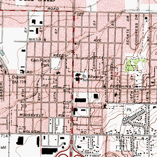 Topographic Map of Saint Edwards School, IL