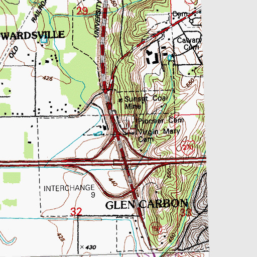 Topographic Map of Virgin Mary Cemetery, IL
