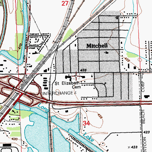 Topographic Map of Saint Elizabeth Catholic Cemetery, IL