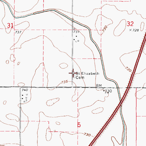Topographic Map of Saint Elizabeth Cemetery, IL