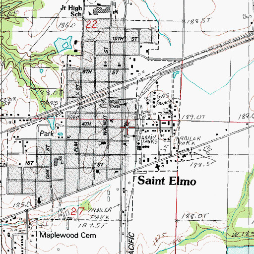 Topographic Map of Saint Elmo, IL