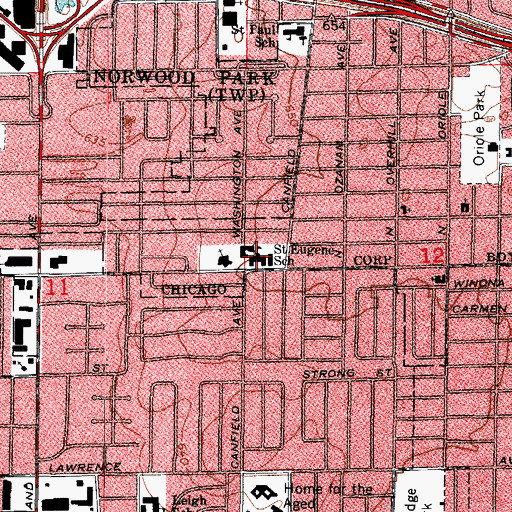 Topographic Map of Saint Eugene Elementary School, IL