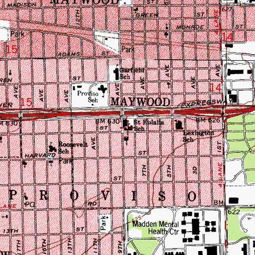Topographic Map of Saint Eulalia School, IL