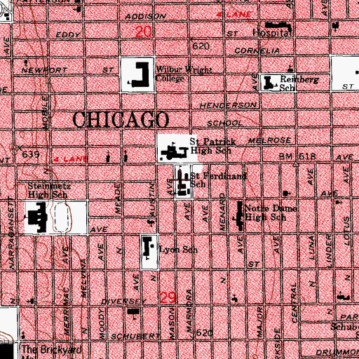 Topographic Map of Saint Ferdinand School, IL