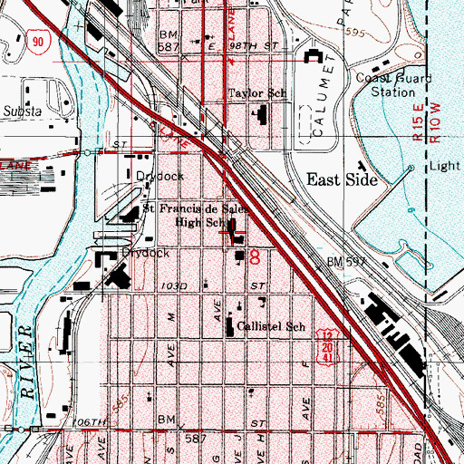 Topographic Map of Saint Francis de Sales High School, IL