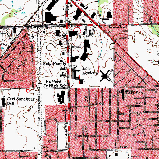 Topographic Map of Joliet Catholic Academy, IL