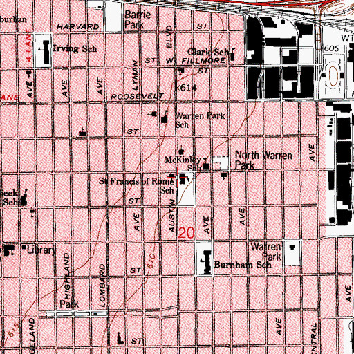 Topographic Map of Saint Francis of Rome School, IL