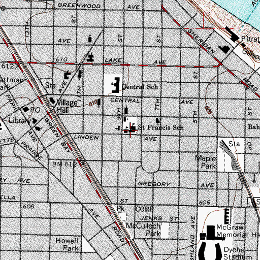 Topographic Map of Saint Francis Xavier School, IL