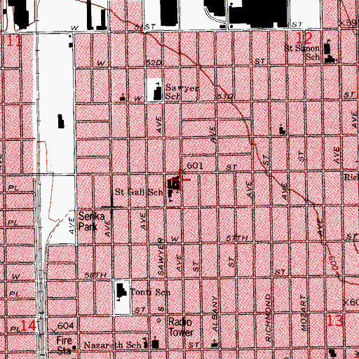 Topographic Map of Saint Gall School, IL