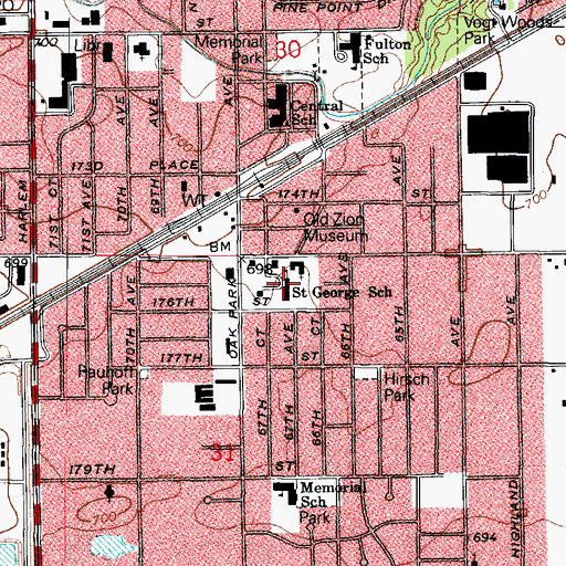 Topographic Map of Saint George Catholic School, IL