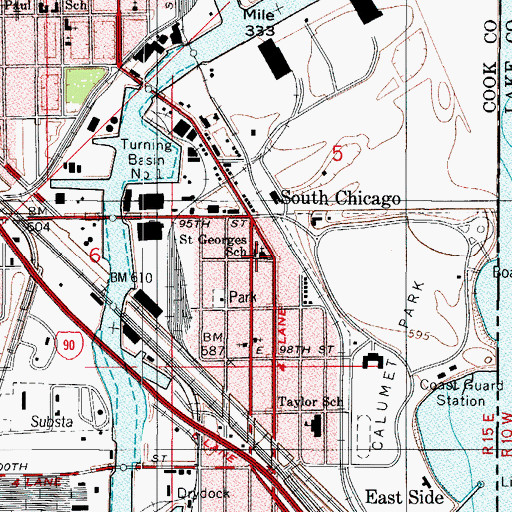 Topographic Map of Saint Georges School, IL