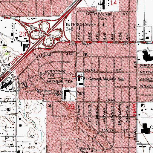 Topographic Map of Saint Gerard-Majella School, IL