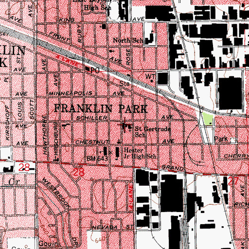 Topographic Map of Saint Gertrude School, IL