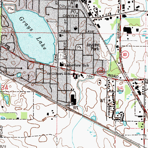 Topographic Map of Saint Gilbert School, IL