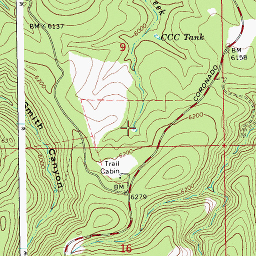 Topographic Map of Trail Cabin Tank, AZ