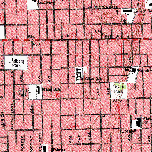 Topographic Map of Saint Giles School, IL