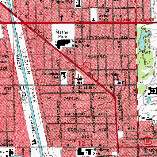 Topographic Map of Saint Hilary School, IL