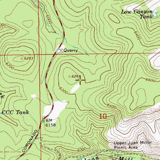 Topographic Map of Juan Miller Corral, AZ