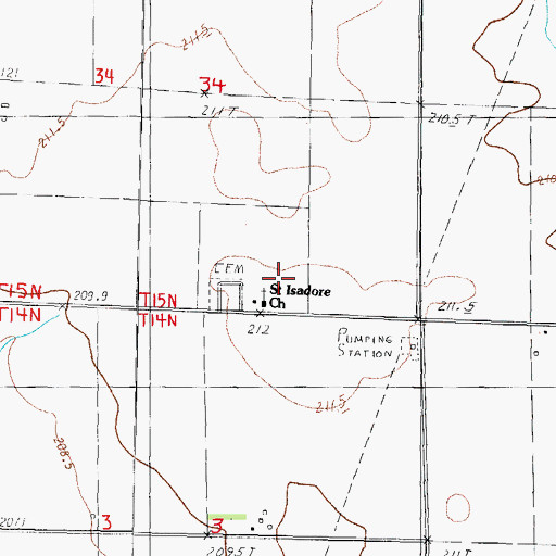 Topographic Map of Saint Isadore Church, IL
