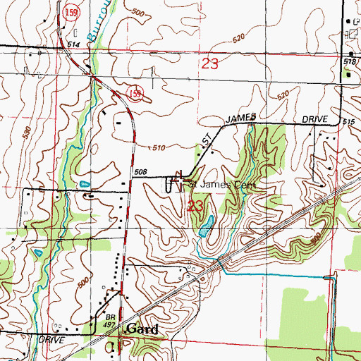 Topographic Map of Saint James Association Cemetery, IL