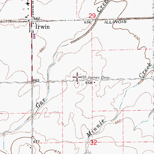 Topographic Map of Saint James Cemetery, IL