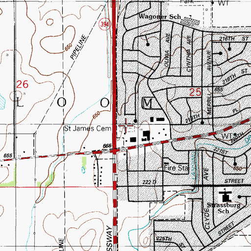 Topographic Map of Saint James Catholic Cemetery, IL