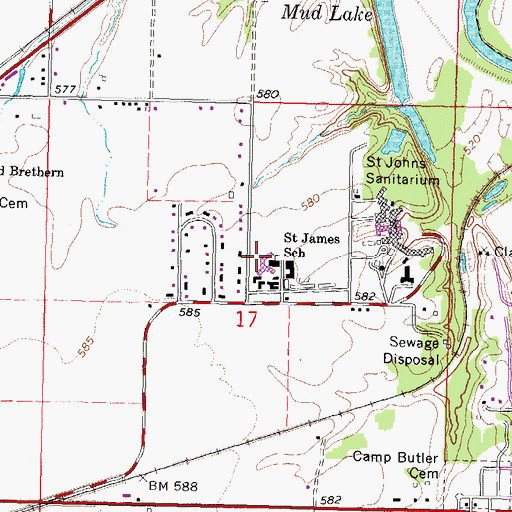 Topographic Map of Saint James School, IL