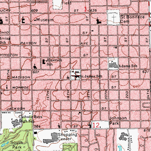 Topographic Map of Saint James School, IL