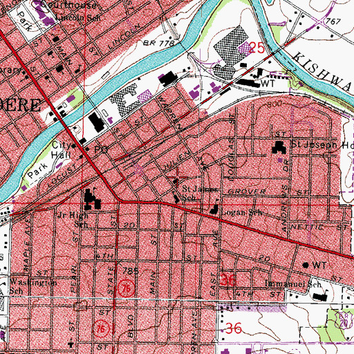 Topographic Map of Saint James School, IL